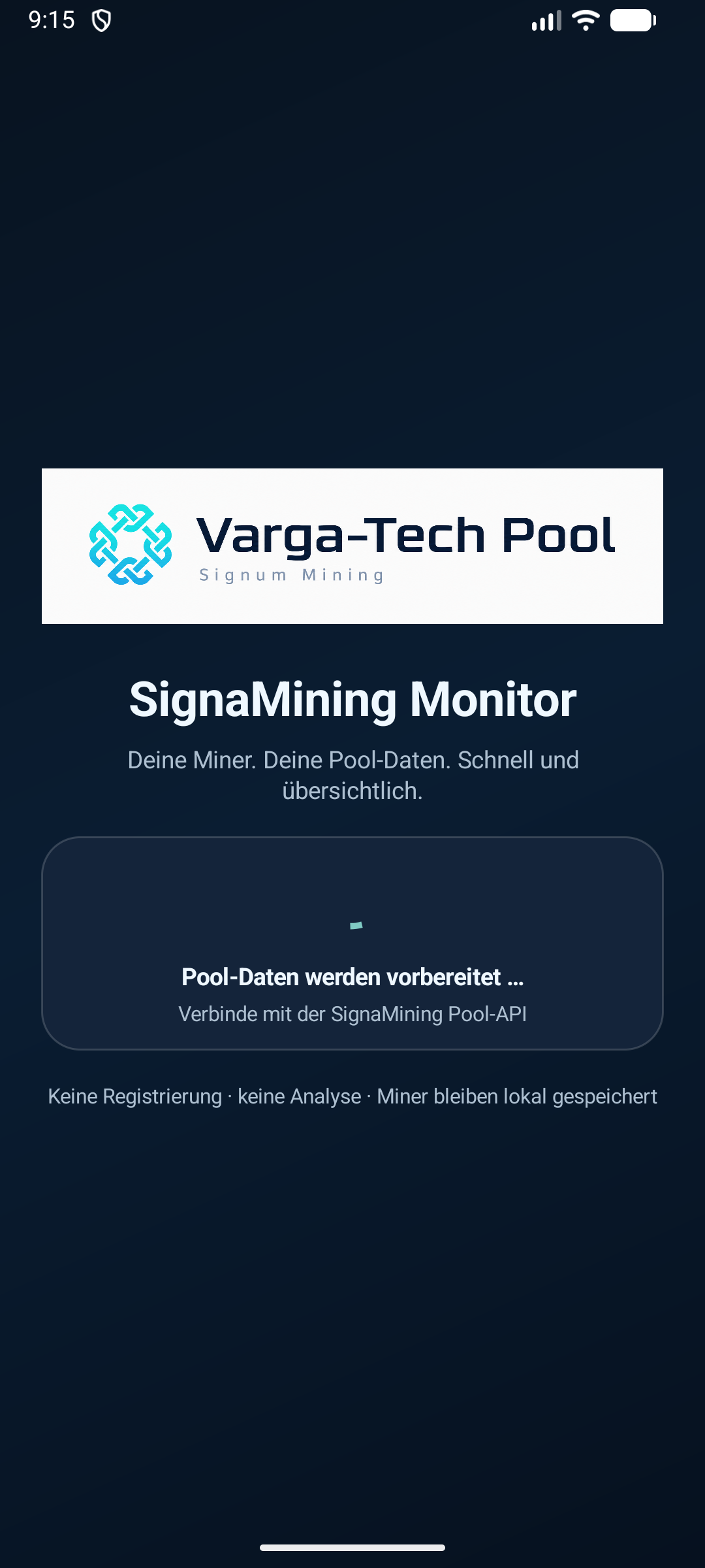 SignaMining Monitor App Vorschau