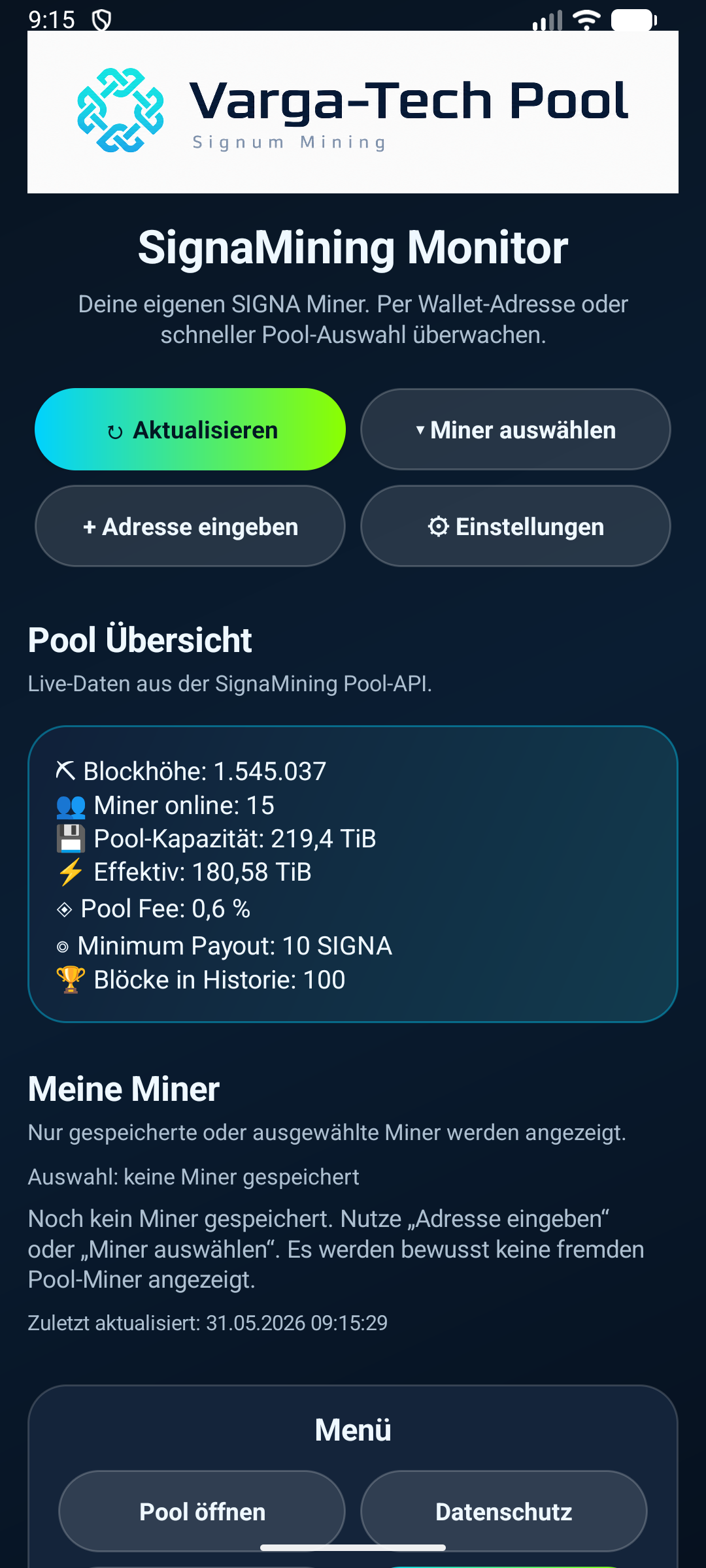 SignaMining Monitor Screenshot