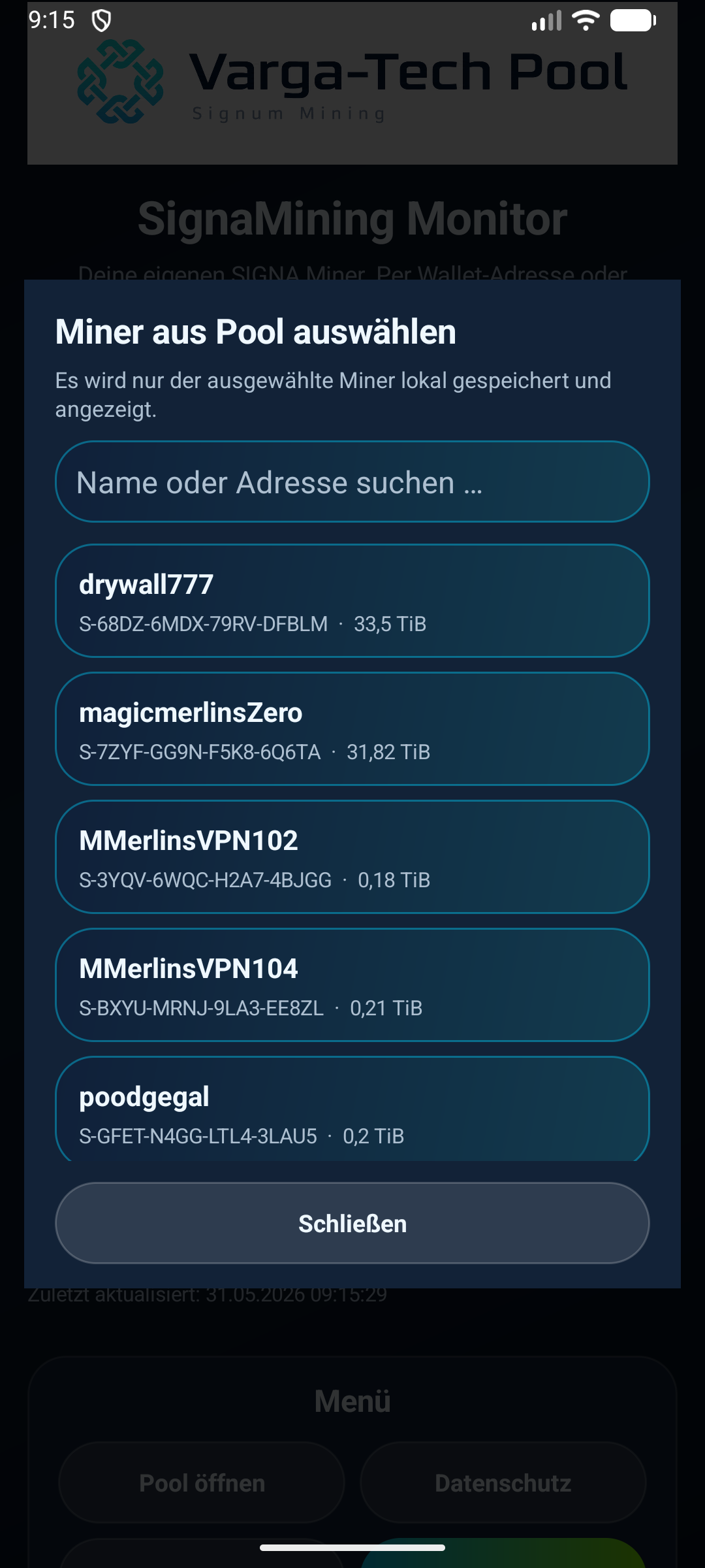 SignaMining Monitor Screenshot