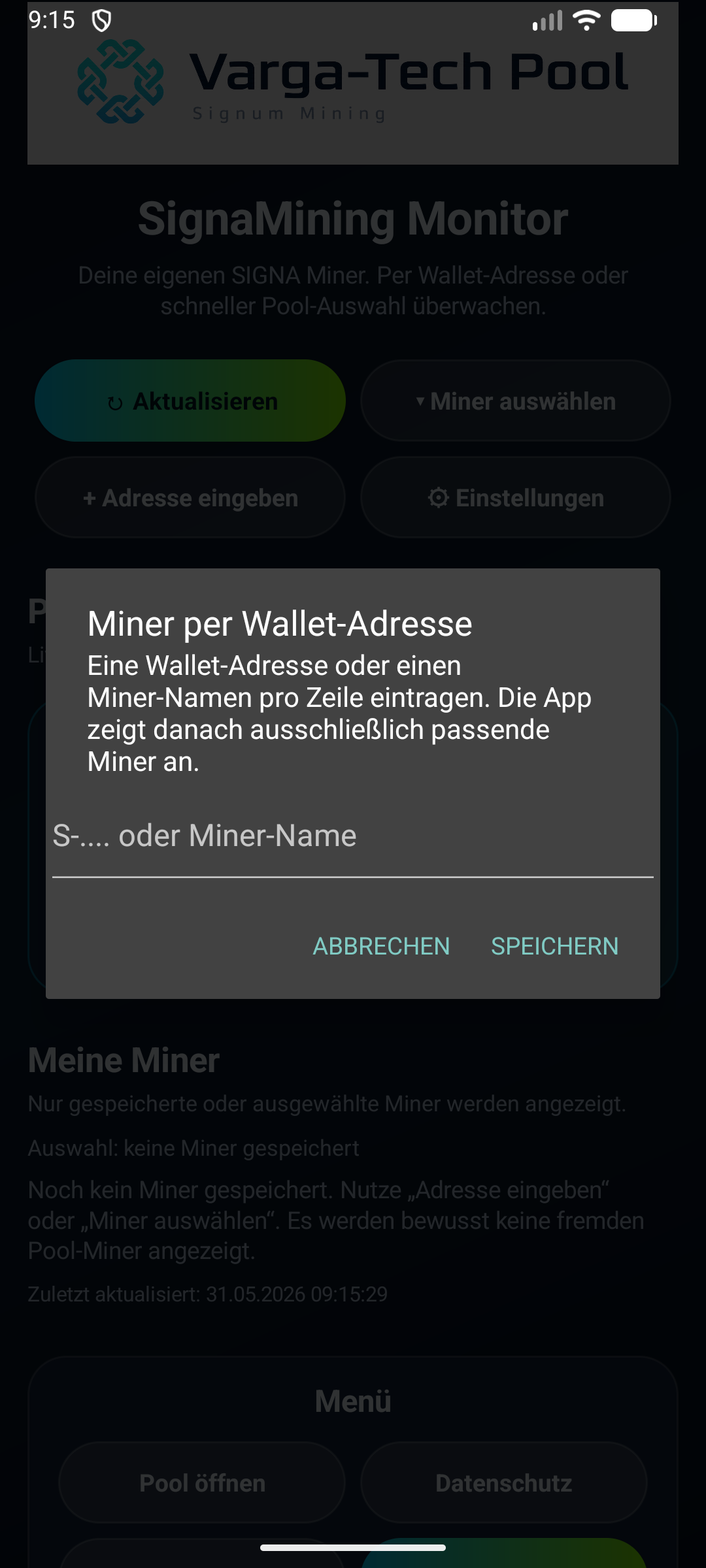 SignaMining Monitor Screenshot
